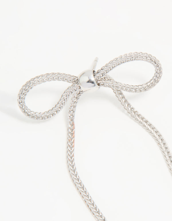 Silver Chain Bow Earrings