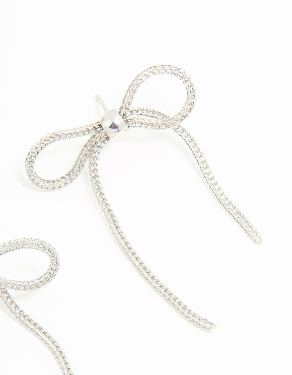 Silver Chain Bow Earrings