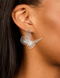 Silver Large Butterfly Stud Earrings - link has visual effect only