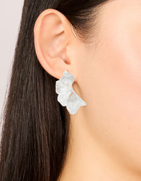 Silver Leaf & Floral Stud Earrings - link has visual effect only