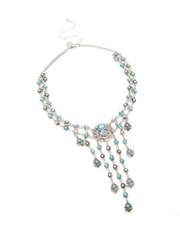 Antique Silver Turquoise Molten Layered Drop Necklace - link has visual effect only