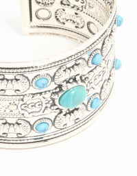Antique Silver Turquoise Wrist Cuff - link has visual effect only