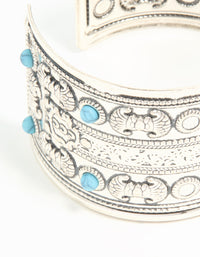 Antique Silver Turquoise Wrist Cuff - link has visual effect only