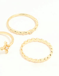 Gold Plated Dainty Cubic Zirconia Stacking Rings 5-Pack - link has visual effect only