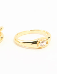 Gold Plated Cross & Diamante Stacking Rings 3-Pack - link has visual effect only