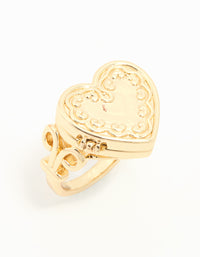 Gold Plated Heart Locket Ring - link has visual effect only
