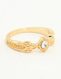 Gold Plated Cubic Zirconia Mary & Floral Rings 2-Pack - link has visual effect only