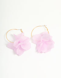 Gold Pink Acrylic Petal Hoop Earrings - link has visual effect only