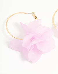 Gold Pink Acrylic Petal Hoop Earrings - link has visual effect only