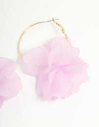 Gold Pink Acrylic Petal Hoop Earrings - link has visual effect only