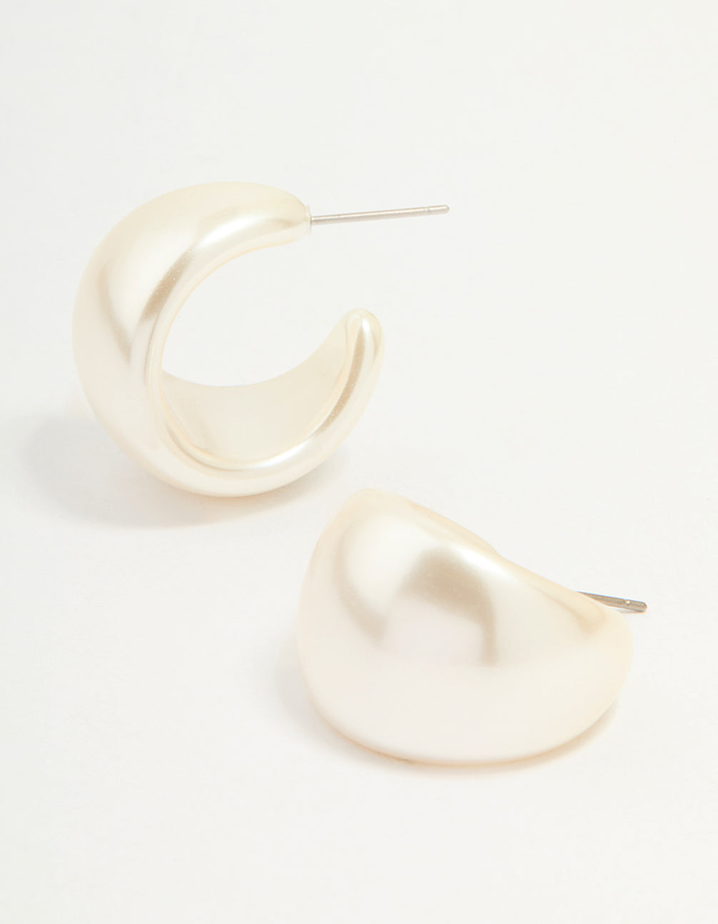 White Coated Metal Mini Chubby Hoop Earrings