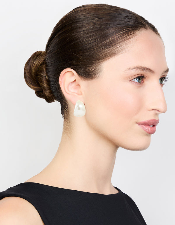 White Coated Metal Mini Chubby Hoop Earrings
