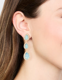 Gold Blue Diamante Pear Drop Earrings - link has visual effect only