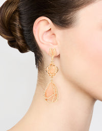 Gold Pink Acrylic Wrapped Drop Earrings - link has visual effect only