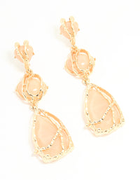 Gold Pink Acrylic Wrapped Drop Earrings - link has visual effect only