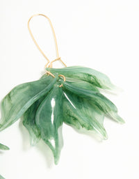 Green Acrylic Petal Cluster French Hook Earrings - link has visual effect only