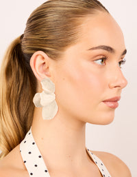 Gold Cream Enamel Organic Flower Stud Earrings - link has visual effect only