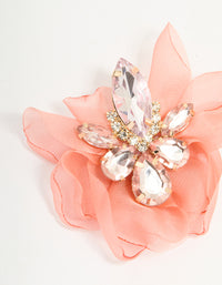 Pink Fabric Diamante Marquise Cluster Flower Petal Earrings - link has visual effect only
