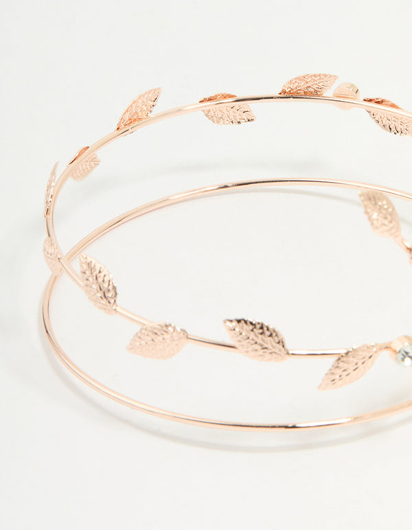 Rose Gold Leaf Wrap Arm Cuff