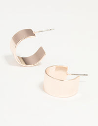 Rose Gold Thick Flat Small Hoop Earrings - link has visual effect only