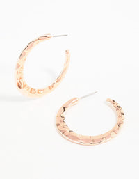 Rose Gold Molten Thin Hoop Earrings - link has visual effect only