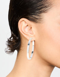 Silver Textured Hoop Earrings - link has visual effect only