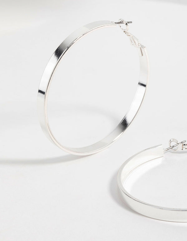 Silver Textured Hoop Earrings