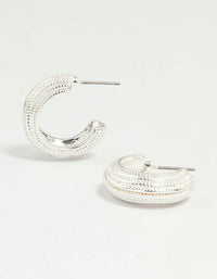 Silver Textured Hoop Earrings - link has visual effect only