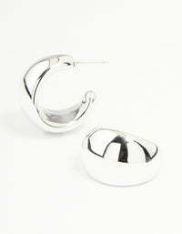 Silver Chunky Bubble Teardrop Hoop Earrings - link has visual effect only