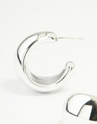 Silver Chunky Bubble Teardrop Hoop Earrings - link has visual effect only