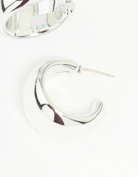 Silver Chunky Bubble Teardrop Hoop Earrings - link has visual effect only