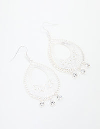 Silver Diamante Filigree Oval Drop Earrings - link has visual effect only