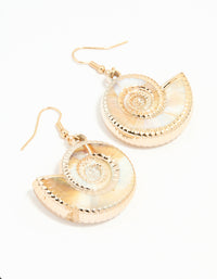Gold Twisted Shell Drop Earrings - link has visual effect only