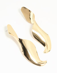 Gold Twisted Large Drop Earrings - link has visual effect only