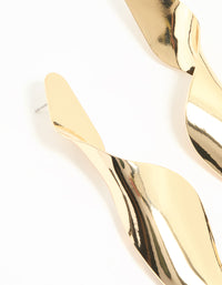 Gold Twisted Large Drop Earrings - link has visual effect only