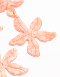 Gold Pink Acrylic Flower Layered Drop Earrings - link has visual effect only