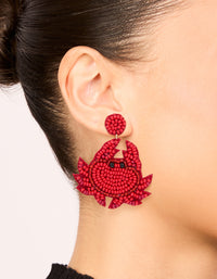 Red Beaded Crab Drop Earrings - link has visual effect only