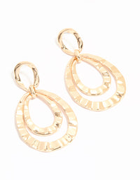 Gold Hammered Circle Drop Earrings - link has visual effect only