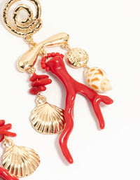 Gold Marble Coral Shell Drop Earrings - link has visual effect only