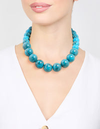 Gold Turquoise Acrylic Beaded Necklace - link has visual effect only