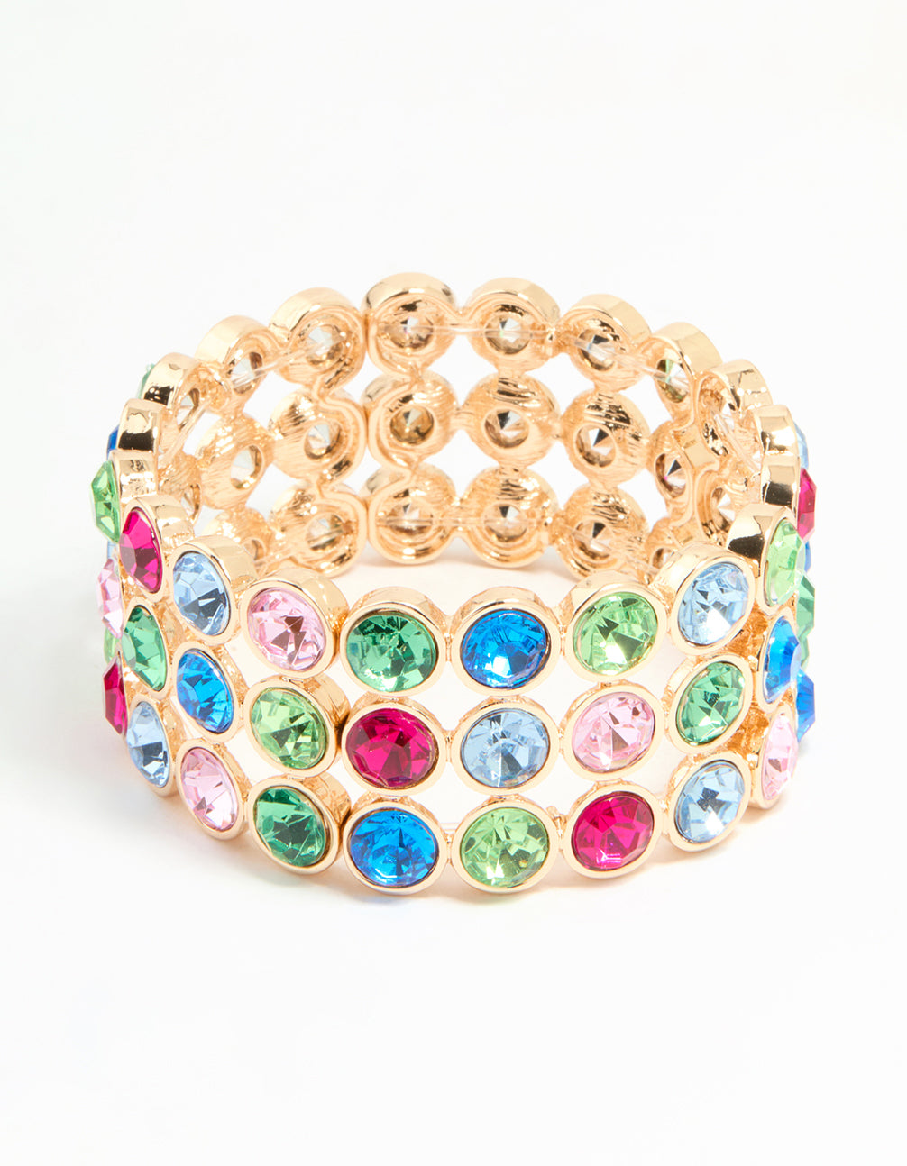 Gold Pastel Diamante Stretch Bracelet
