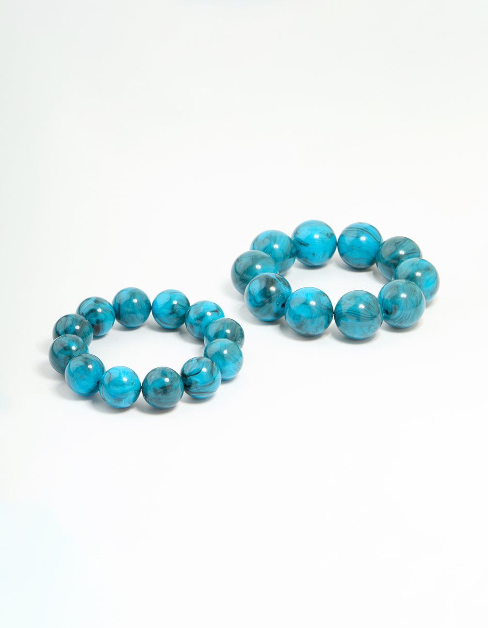Gold Turquoise Acrylic Beaded Stretch Bracelets 2-Pack