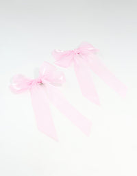 Pink Organza Fabric Large Hair Clips 2-Pack - link has visual effect only