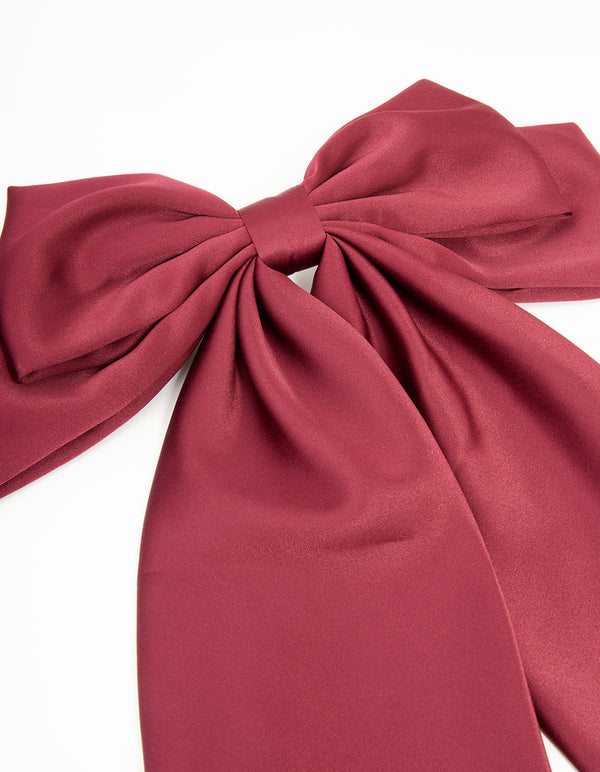 Burgundy Bow Drop Bow Hair Clip