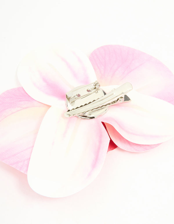Pink Fabric Orchid Flower Clip