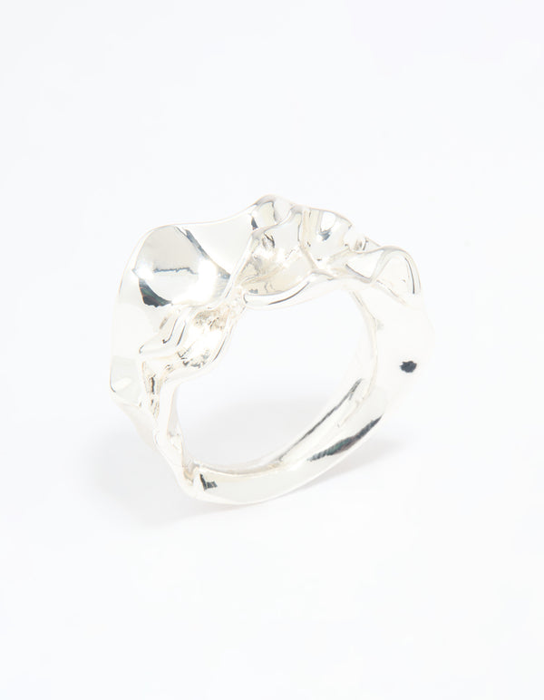 Silver Plated Molten Band Ring