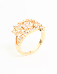 Gold Plated Cubic Zirconia Flower Stacked Ring - link has visual effect only