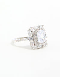 Silver Cubic Zirconia Square Ring - link has visual effect only