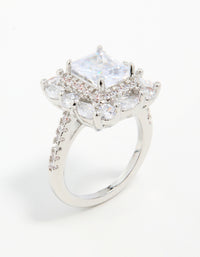 Silver Cubic Zirconia Square Ring - link has visual effect only