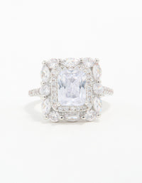 Silver Cubic Zirconia Square Ring - link has visual effect only